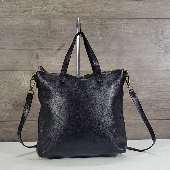Madewell Handbags - Madewell Small Black Leather Tote Crossbody Bag